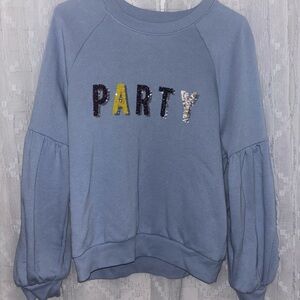 Aerie Blue Party Sweatshirt w/ Sequin Letters